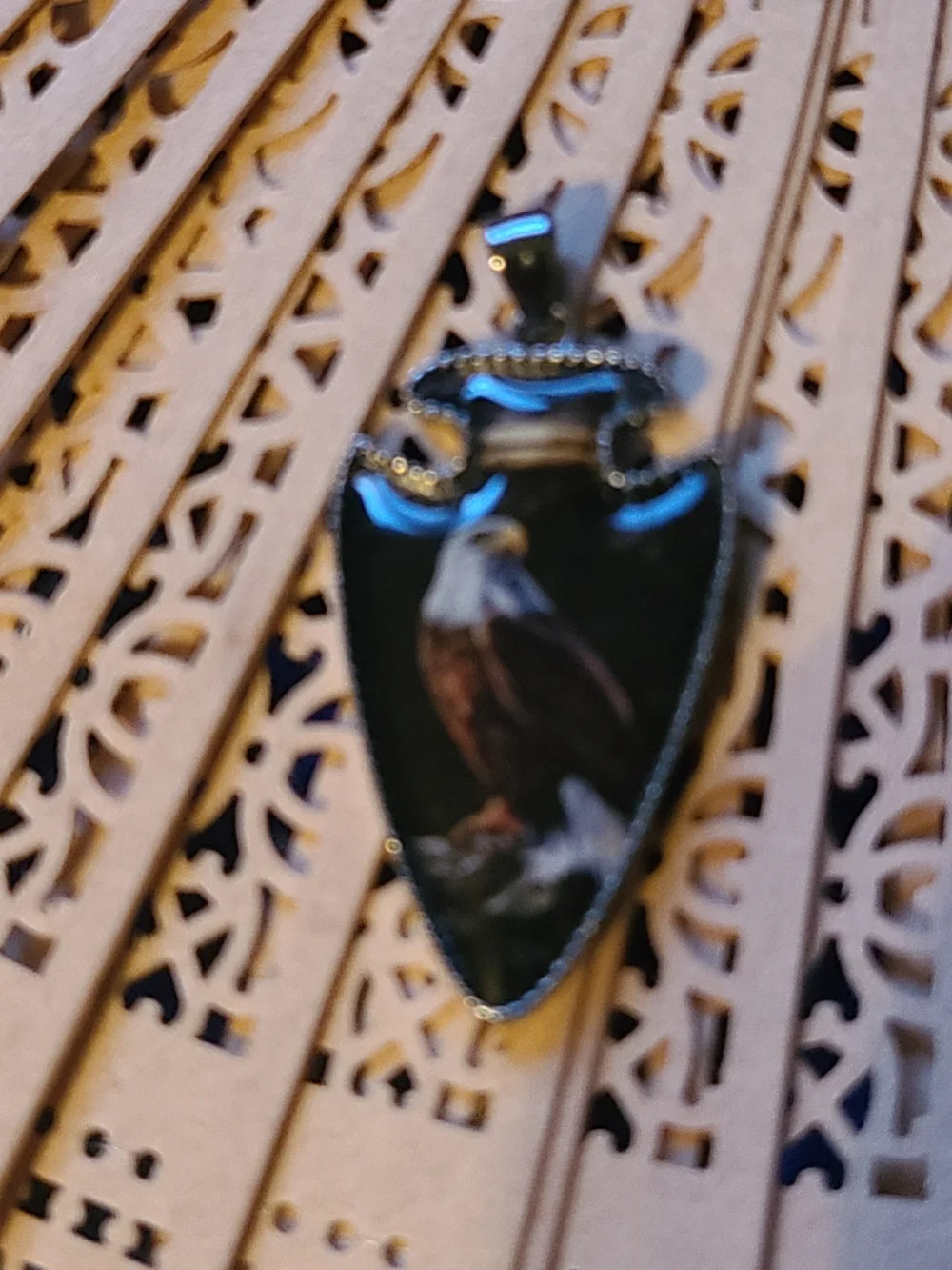 Vintage Men's Eagle Shield Pendant in Black and Brown